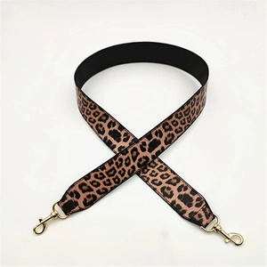 Leopard print PU shoulder strap with gold metal buckles for crossbody handbags