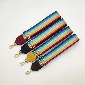 Adjustable colorful rainbow wide shoulder straps with metal thread for handbags