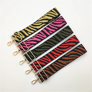 Adjustable Wide Polyester Bag Strap Zebra Pattern Replacement Shoulder Strap For Handbags Women Fashion Woven Belt Replacement Accessories