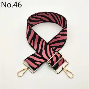 Adjustable wide zebra pattern replacement shoulder strap with gold metal buckle