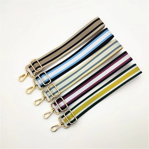 Adjustable colorful striped replacement straps with gold metal lobster clasps for bags
