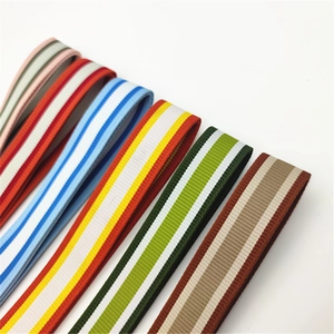 Close-up of adjustable woven shoulder straps with colorful stripe patterns and textures