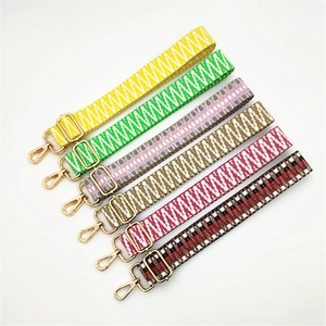 Ethnic Geometric Woven Bag Strap Replacement Adjustable Wide Shoulder Strap With Metal Buckles For Women Crossbody Bag