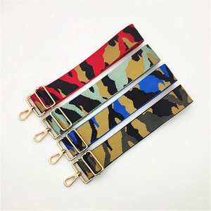 Adjustable wide camouflage shoulder straps for handbags with gold metal swivel hooks