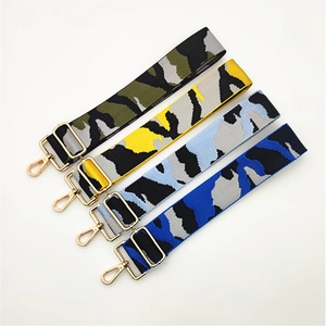 Adjustable wide camouflage nylon replacement straps with golden swivel hooks for handbags