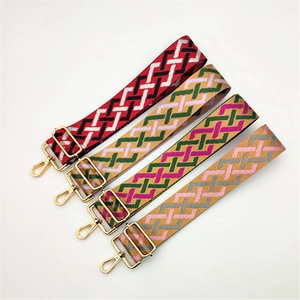 Adjustable wide plaid crossbody bag straps with gold metal hardware in four color sets