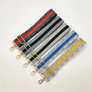 Adjustable Fashion Polka Dot Striped Wide Shoulder Strap For Women Crossbody Bag Replacement Polyester Woven Metal Buckle