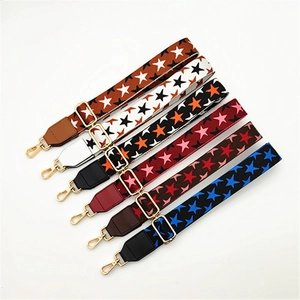 Adjustable PU leather strap with star patterns and gold hooks for crossbody bags