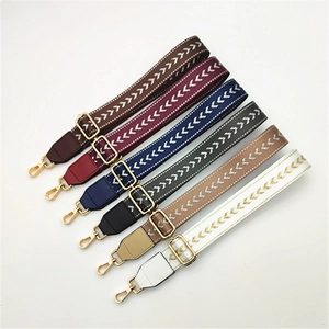 Embroidered Chevron Adjustable Replacement Bag Shoulder Strap For Women Handbags Crossbody Bags With Gold Metal Buckles