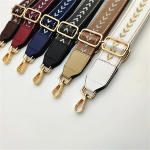 Adjustable canvas shoulder straps with V-pattern and golden buckles in various colors