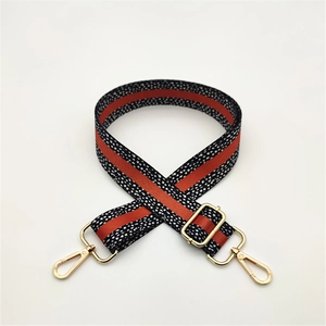Adjustable leopard print wide strap for crossbody bags with red stripe and gold hooks