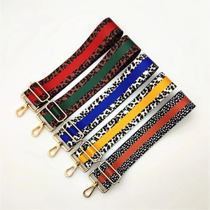 Adjustable Wide Leopard Print Bag Strap For Women Polyester Replacement Shoulder Crossbody Belt With Metal Buckle Gold Silver Hardware