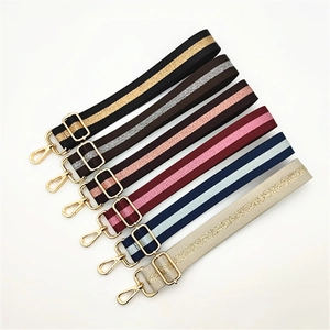 Adjustable woven replacement bag straps with gold metal swivel clasps in six color options