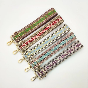 Adjustable thickened shoulder straps for women bags with colorful ethnic geometric patterns