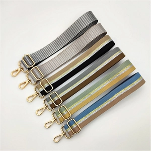 Adjustable Woven Striped Bag Strap With Metallic Lurex For Women Replacement Crossbody Shoulder Strap With Metal Buckle Accessory