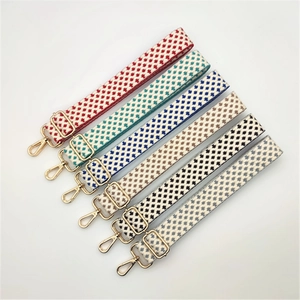 Set of 6 colorful adjustable woven purse straps with gold-tone metal buckles