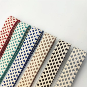 Detail of thickened adjustable bag straps with star pattern weaving in multiple colors