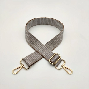 Adjustable striped crossbody bag strap with gold metal buckles for handbags