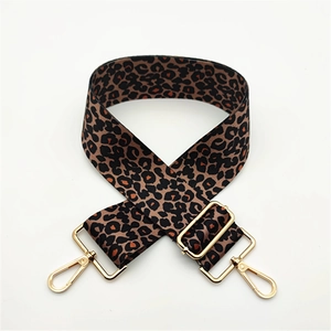 Adjustable leopard print replacement wide strap for crossbody bags with gold hardware
