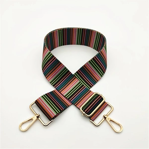 Adjustable colorful striped nylon wide replacement shoulder strap for crossbody bags