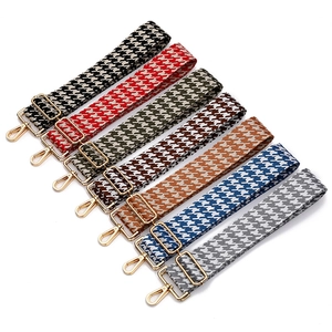 Adjustable houndstooth replacement bag straps with gold metal hardware in seven colors