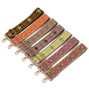 Bohemian Embroidered Wide Bag Strap Ethnic Floral Adjustable Replacement Shoulder Strap For Handbags Women Polyester Belt