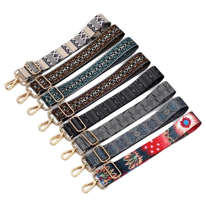 Ethnic Style Adjustable Wide Bag Strap Replacement Shoulder Strap Polyester Woven Crossbody Belt With Metal Buckle For Women