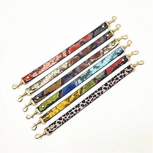Universal PU leather shoulder straps with diverse snake and leopard prints and gold clips