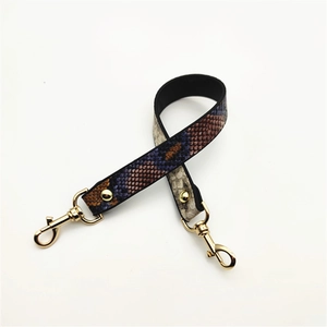 Blue snakeskin pattern replacement handbag shoulder strap with gold metal lobster clasps
