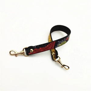 Colorful snake print PU leather handbag strap with gold metal lobster clasps for bags