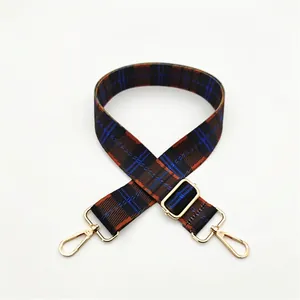 Adjustable checkerboard shoulder strap No. 6 with gold lobster clasps for handbags