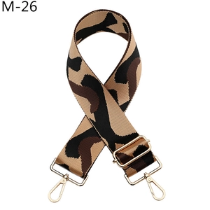 Adjustable wide camouflage shoulder strap for handbags with gold hooks, model M-26
