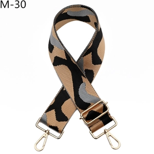 Adjustable wide leopard print bag strap with high-quality gold metal swivel hooks