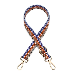 Bandoulière tissée réglable pour sacs à main avec rayures colorées et crochets dorés