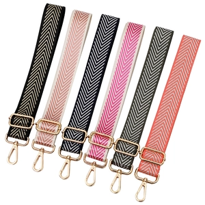 Adjustable woven shoulder straps with V-pattern and gold metal buckles in six colors