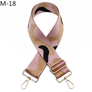 Adjustable wide replacement bag strap with pink and khaki jacquard camouflage pattern