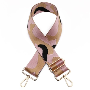 Adjustable jacquard wide replacement shoulder strap for handbags with gold metal hooks