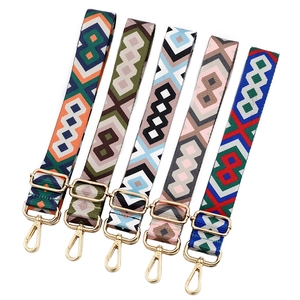 Ethnic diamond pattern thick adjustable replacement shoulder straps with gold hardware