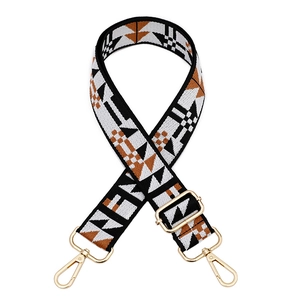 Detail showing high-density woven geometric pattern and gold-plated adjustable metal buckle