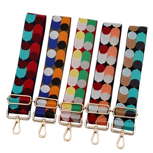 Colorful jacquard woven replacement shoulder straps with gold metal hardware adjusters