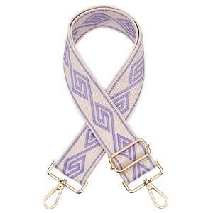 Bandoulière tissée réglable avec motif de losanges violets et fermoirs en métal doré
