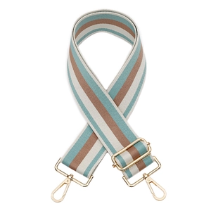 Adjustable woven replacement strap for handbags with colorful stripes and gold metal hooks