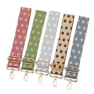 Adjustable polka dot replacement shoulder straps for handbags with gold metal hardware