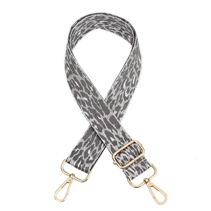 Adjustable woven leopard print replacement shoulder strap with gold metal buckles for handbags
