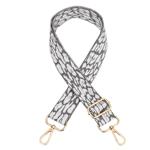 Adjustable leopard print wide shoulder strap for handbags with gold metal clasps