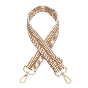 Adjustable wide canvas replacement shoulder strap with brown and white arrow patterns