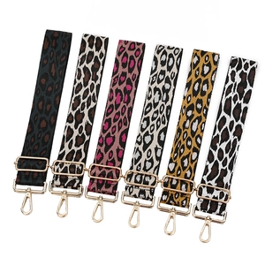 Adjustable leopard print replacement straps for crossbody bags with gold hardware hooks