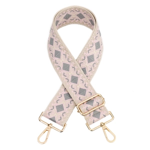 Verstellbarer breiter Ersatzschultergurt mit rosa-grauem Rauten-Jacquard-Muster