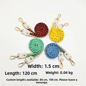 Colorful woven 1.5cm wide crossbody bag strap replacement with gold hardware 120cm