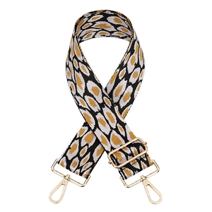 Adjustable leopard print wide shoulder strap with gold metal swivel snap hooks